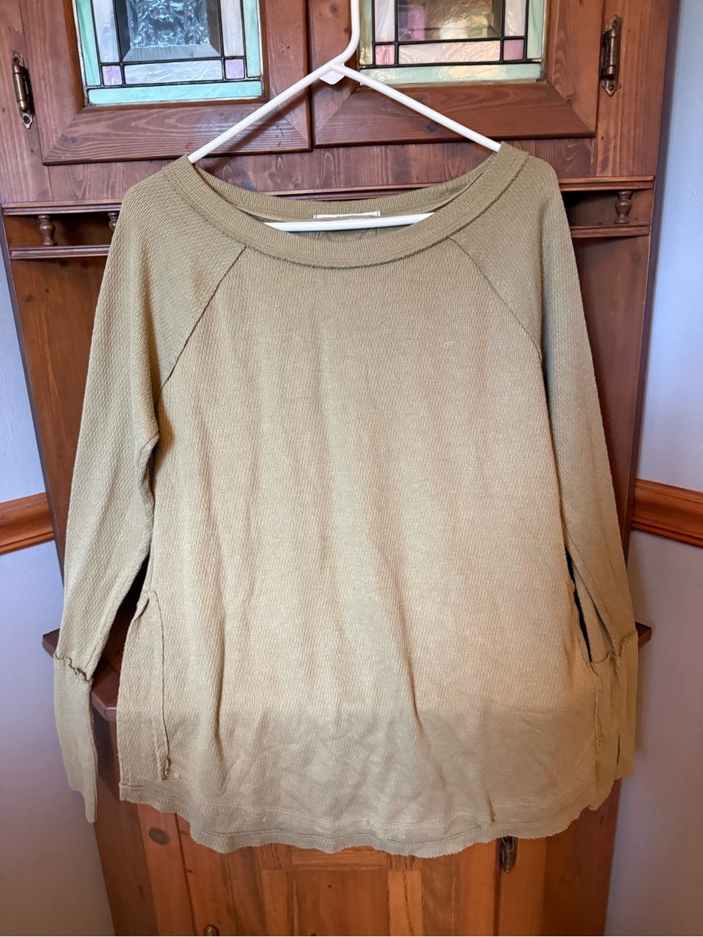 We The Free Olive Ribbed Knit Pullover